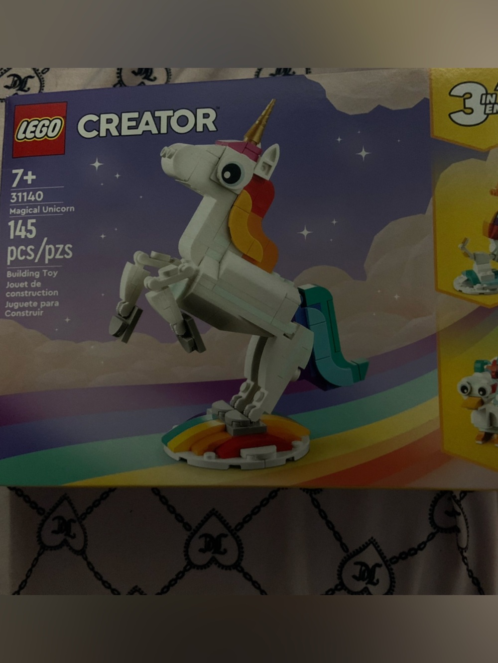 Lego Creator White Unicorn with Rainbow Mane and Base